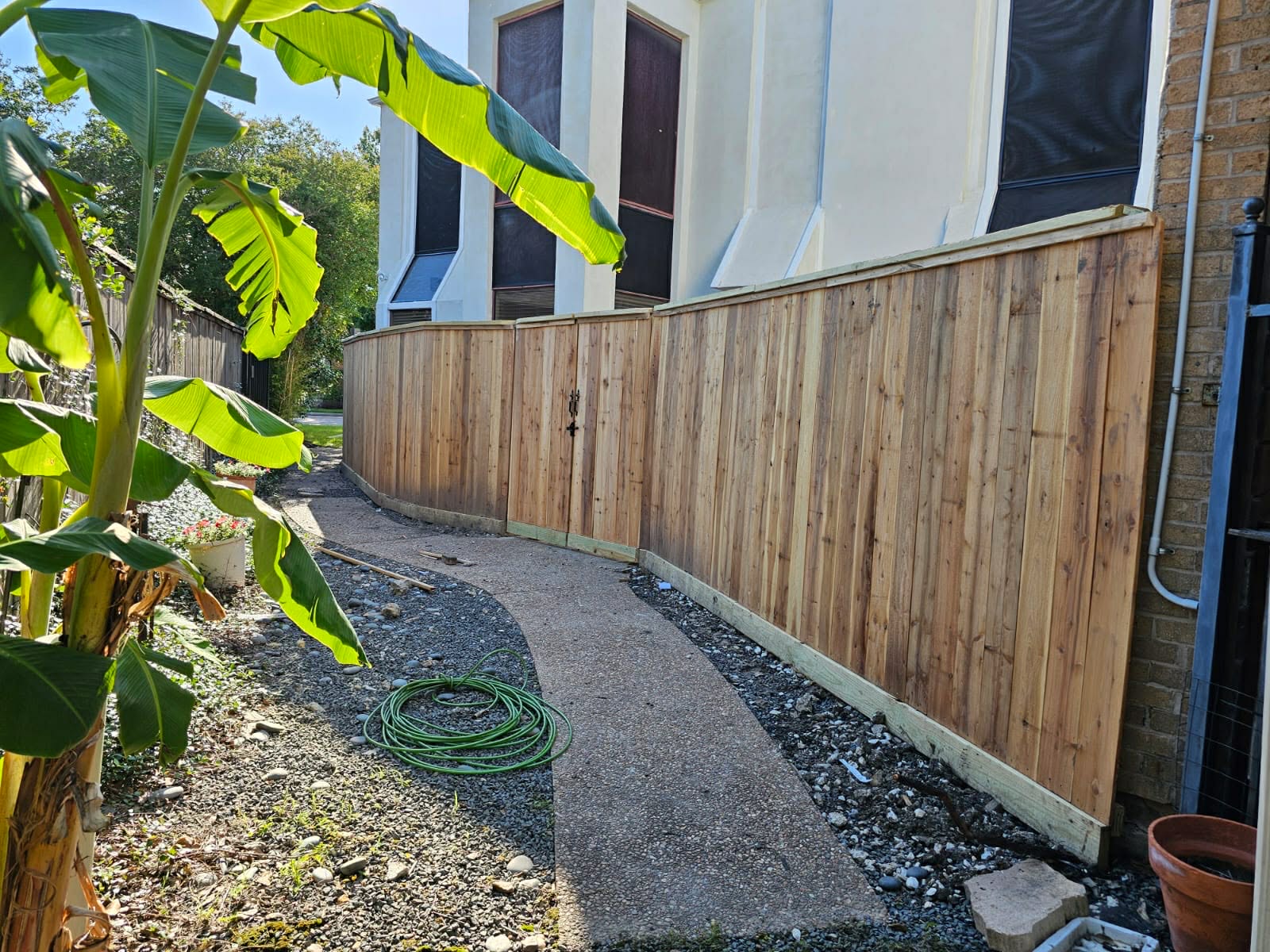 Curved Cedar Fence with Gate